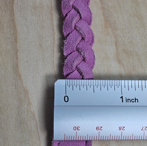 Boden Braided Leather Belts Lot of 2 0.5" Pink & Silver Size M - Picture 6 of 8